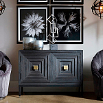 Тумба черная из дерева двухдверная Geometric Double Door Nightstand варинант исполнения - 5 | Loft Concept в Краснодаре