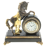 Часы настольные бронзовые с декором в виде коня Horse Stone Clock варинант исполнения - 5 | Loft Concept в Краснодаре