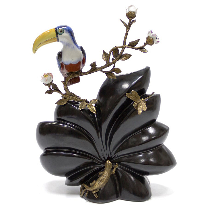 Фарфоровая ваза Toucan and Lizard Черный Бронза в Краснодаре | Loft Concept 