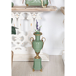 Ваза зеленого цвета из фарфора на высокой подставке с бронзовыми ручками Eden Garden porcelain and bronze варинант исполнения - 4 | Loft Concept в Краснодаре