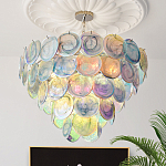 Люстра с каскадом из круглых разноцветных стеклянных дисков Mother of Pearl Iridescence варинант исполнения - 1 | Loft Concept в Краснодаре