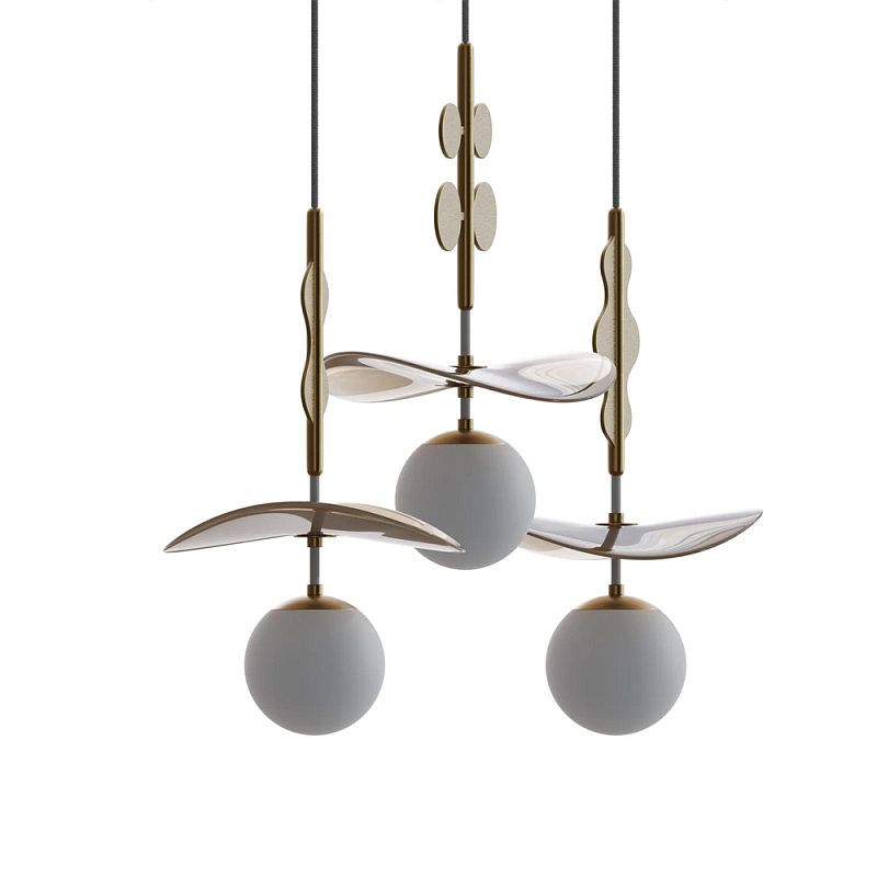Подвес Bloomy Бежевый Белый Латунь в Краснодаре | Loft Concept 