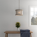 Подвесной светильник в виде барабана с тканевым абажуром и металлическим каркасом Warm Glow варинант исполнения - 4 | Loft Concept в Краснодаре