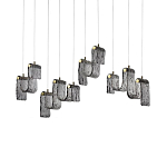 Подвесной светильник линейный с плафонами волнистой формы из фактурного стекла Big Wave варинант исполнения - 2 | Loft Concept в Краснодаре