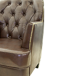 Кресло кожаное c мягкими подлокотниками на 4-х деревянных ножках из массива березы Joseph Armchair brown варинант исполнения - 3 | Loft Concept в Краснодаре