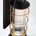 Настенный фонарь цилиндрической формы с рифленым стеклом в золотом каркасе на черном прямоугольном основании Eurofase варинант исполнения - 4 | Loft Concept в Краснодаре