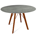 Стол обеденный с серой овальной столешницей из керамики на четырех деревянных ножках Gray Ceramics варинант исполнения - 8 | Loft Concept в Краснодаре