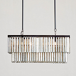 Люстра линейная прямоугольная с подвесками из натурального перламутра Nacre варинант исполнения - 2 | Loft Concept в Краснодаре