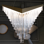 Люстра золотого цвета в форме галочки с каскадом длинных прозрачных трубок Eurofase варинант исполнения - 13 | Loft Concept в Краснодаре