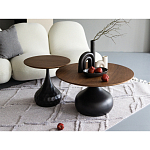 Столик журнальный с круглой деревянной столешницей на черном фактурном основании Bourgeon варинант исполнения - 5 | Loft Concept в Краснодаре