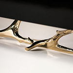 Дизайнерский комод чёрный глянцевый с основанием в виде золотых ветвей Meta Credenza  варинант исполнения - 2 | Loft Concept в Краснодаре