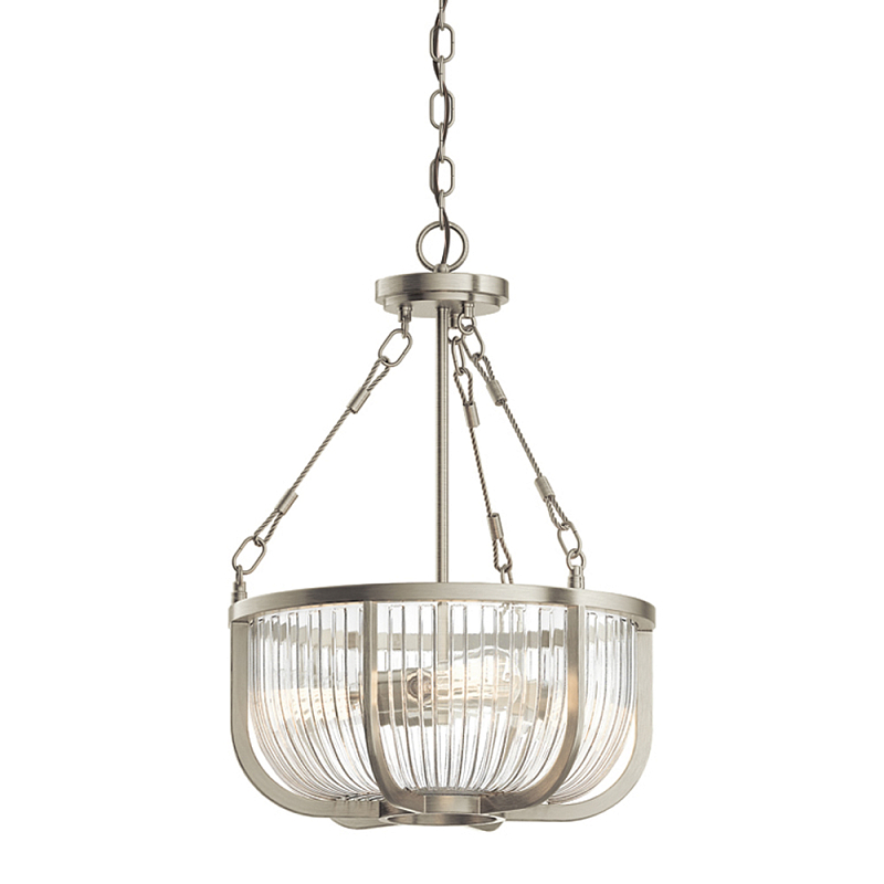 Люстра подвесная с чашеобразным плафоном из прозрачных стеклянных прутьев Kichler Никель Прозрачный Латунь в Краснодаре | Loft Concept 