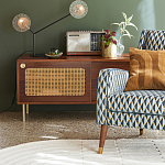 ТВ-тумба из ореха с плетеным декором Eland Wooden Wicker TV Stand варинант исполнения - 3 | Loft Concept в Краснодаре