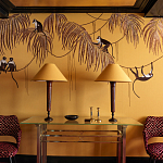 Обои с вышивкой ручной работы Étienne Original colourway on wool sateen варинант исполнения - 4 | Loft Concept в Краснодаре