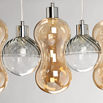 Люстра с 3-мя плафонами волнообразной формы цвета янтарь и 2-мя прозрачными шарообразными плафонами Lucid Rain  варинант исполнения - 7 | Loft Concept в Краснодаре