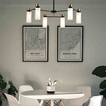 Люстра потолочная с 6-ю цилиндрическими плафонами из стекла и черным каркасом Noir Poise варинант исполнения - 3 | Loft Concept в Краснодаре