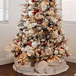 Заснеженная Новогодняя Ель с золотыми листьями и цветами в комплекте варинант исполнения - 3 | Loft Concept в Краснодаре