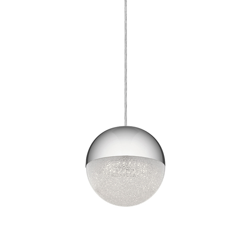 Подвесной светильник со сферическим плафоном из акрила с циркониевыми вкраплениями Kichler Хром Прозрачный в Краснодаре | Loft Concept 