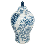 Ваза с крышкой и голубым цветочным рисунком 37 см Blue & White Ornament варинант исполнения - 1 | Loft Concept в Краснодаре