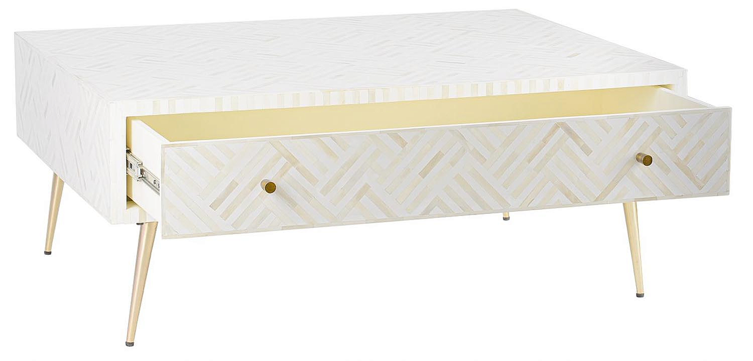 Кофейный стол White Indian Bone Inlay Coffee Table Кофейный стол White Indian Bone Inlay Coffee Table - Loft-Concept в Краснодаре
