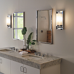 Бра для ванных комнат с цилиндрическим плафоном на прямоугольном зеркальном основании Feiss варинант исполнения - 2 | Loft Concept в Краснодаре