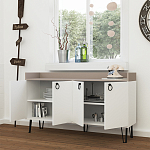 Комод белый с 4-мя дверцами и бежевой столешницей на металлических ножках DEA CONSOLE TABLE LIGHT MOCHA WHITE варинант исполнения - 2 | Loft Concept в Краснодаре