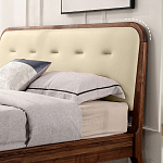 Кровать двуспальная с каркасом из дерева и мягким изголовьем Moon Walnut Bed варинант исполнения - 2 | Loft Concept в Краснодаре