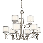 Люстра с белыми тканевыми абажурами в прозрачных стеклянных цилиндрах Kichler варинант исполнения - 1 | Loft Concept в Краснодаре