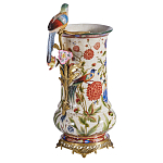 Ваза фарфоровая с птицей на бронзовой ветке и цветочной росписью Garden of Eden варинант исполнения - 1 | Loft Concept в Краснодаре