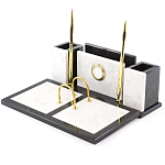 Настольный письменный набор из белого мрамора с часами Marble Accessory варинант исполнения - 2 | Loft Concept в Краснодаре