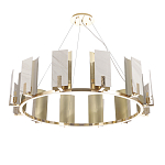 Люстра подвесная круглая с прямоугольными мраморными и золотистыми панелями на металлическом каркасе Диаметр 118 см Marble square Chandelier варинант исполнения - 2 | Loft Concept в Краснодаре