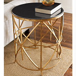 Приставной стол с металлическим золотым  основанием и чёрной столешницей Paradigm варинант исполнения - 1 | Loft Concept в Краснодаре