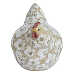 Статуэтка курица с резными белыми цветами на бежевой фактурной поверхности Rustic Chicken варинант исполнения - 1 | Loft Concept в Краснодаре