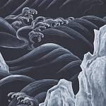 Обои ручная роспись Matsushima Waves Roka on Edo Night painted silk варинант исполнения - 1 | Loft Concept в Краснодаре