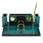 Настольный письменный набор из змеевика с часами и календарницей Successful Leader варинант исполнения - 1 | Loft Concept в Краснодаре