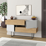 Комод c 2-мя белыми дверцами и 2-мя выдвижными ящиками цвета древесины EROS CONSOLE OAK WHITE варинант исполнения - 2 | Loft Concept в Краснодаре