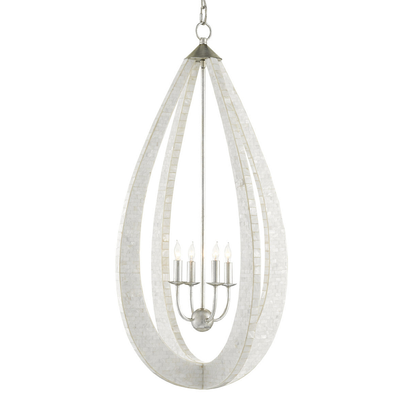 Люстра каплевидной формы покрытая перламутровой мозаикой Soft Pearl Shape Серебряный Белый в Краснодаре | Loft Concept 
