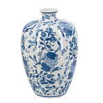 Ваза фарфоровая с узким горлышком и синими цветочными мотивами Independence варинант исполнения - 2 | Loft Concept в Краснодаре