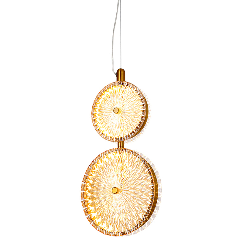 Подвесной светильник с плафонами из рельефного стекла Peony Glass Bronze Two Прозрачный Бронза Черный Подвесной светильник с плафонами из рельефного стекла Peony Glass Bronze Two Прозрачный Бронза Черный в Краснодаре | Loft Concept