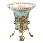 Ваза из голубого фарфора с рисунком птиц и цветов и декоративными элементами Blue Garden варинант исполнения - 2 | Loft Concept в Краснодаре