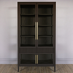 Витрина Primo со стеклянными фасадами и 2 ящиками Темный орех варинант исполнения - 1 | Loft Concept в Краснодаре