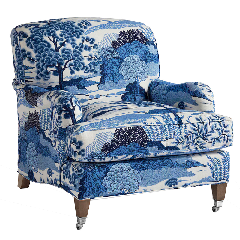 Кресло Trumann Club Chair Blue Landscape синий пейзаж Синий Белый в Краснодаре | Loft Concept 