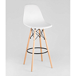 Пластиковый барный стул на ножках из массива бука Eames White варинант исполнения - 1 | Loft Concept в Краснодаре