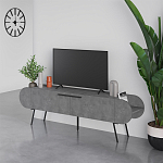 ТВ-тумба серая с 2-мя откидными дверцами и 2-мя открытыми полками CAPSULE TV STAND RETRO GREY варинант исполнения - 3 | Loft Concept в Краснодаре
