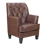 Кресло из натуральной кожи c мягкими подлокотниками на 4-х деревянных ножках из массива бука Joseph Armchair brown варинант исполнения - 1 | Loft Concept в Краснодаре