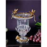 Ваза из прозрачного стекла на бронзовой подставке с ободком и ручками в виде стрекоз Eden Garden варинант исполнения - 2 | Loft Concept в Краснодаре