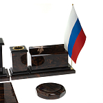 Настольный письменный набор с часами из природного камня обсидиана  Gift for Manager варинант исполнения - 5 | Loft Concept в Краснодаре