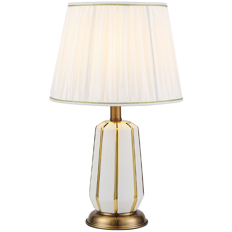 Настольная лампа с абажуром Celestina White Lampshade Table Lamp Белый Золотой Настольная лампа с абажуром Celestina White Lampshade Table Lamp Белый Золотой в Краснодаре | Loft Concept