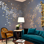 Обои ручная роспись Gingko Colourway SC-98 on Gun Metal dyed silk варинант исполнения - 1 | Loft Concept в Краснодаре