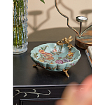 Блюдо из голубого фарфора с бронзовой птичкой Blue Garden варинант исполнения - 4 | Loft Concept в Краснодаре